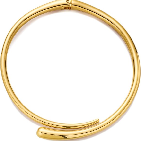 Chunky Collar Necklace Gold Silver Minimalist Open Cuff Statement Jewelry - Picture 1 of 7